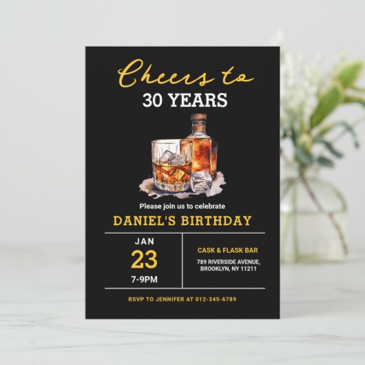Invitation Salutations à 30 ans Whiskey Bourbon fête d'annive (Debout devant)