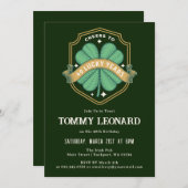 Invitation Salutations à 40 Anniversaire Shamrock chanceux (Devant / Derrière)