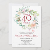 Invitation Salutations à 40 ans 40e anniversaire de Mariage F (Devant)