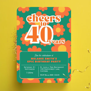 Invitation Salutations à 40 ans rétro 40e anniversaire