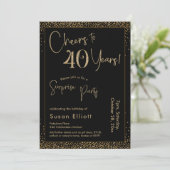 Invitation Salutations à 40 ans Surprise Anniversaire Noir (Debout devant)