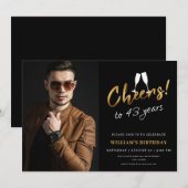 Invitation Salutations à 43 ans Gold Noir Adulte Photo Annive (Devant / Derrière)