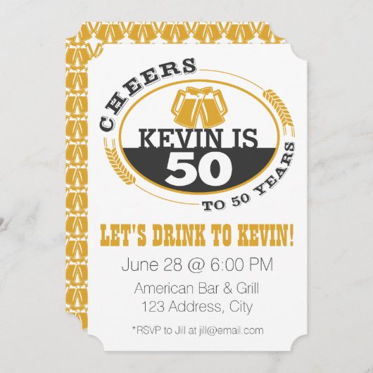 Invitation Salutations à 50 ans (Devant / Derrière)