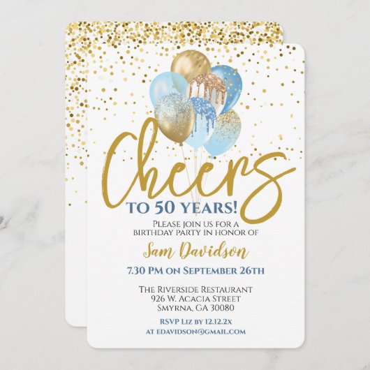 Invitation Salutations à 50 ans 50e anniversaire (Devant / Derrière)