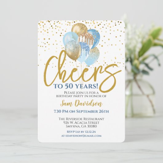 Invitation Salutations à 50 ans 50e anniversaire (Debout devant)