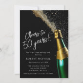 Invitation Salutations à 50 ans Bouteille de Champagne Annive (Devant)