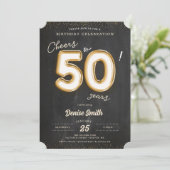 Invitation Salutations à 50 Ans de feuille d'or Balloon 50e a (Debout devant)