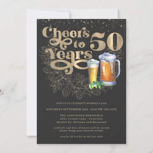 Invitation Salutations à 50 ans | Fête d'anniversaire de l'ét (Devant)