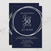 Invitation Salutations à 50 ans fête marine argent (Devant / Derrière)