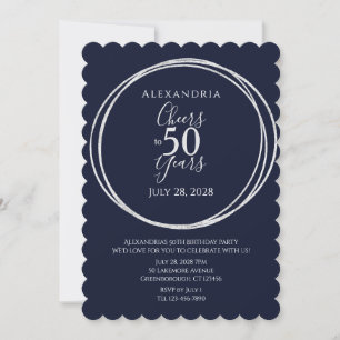Invitation Salutations à 50 ans fête marine argent