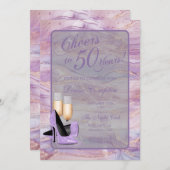 Invitation Salutations à 50 ans Lavender Gold Anniversaire (Devant / Derrière)