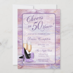 Invitation Salutations à 50 ans Lavender Gold Anniversaire