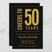Salutations à 50 ans Noir et Or Anniversaire