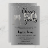 Invitation Salutations À 50 Ans Parties scintillant Argent Ch (Devant / Derrière)