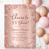 Invitation Salutations à 55 ans Rose Gold 55e anniversaire