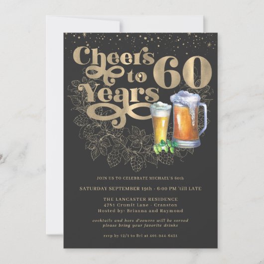 Invitation Salutations à 60 ans | Fête d'anniversaire de l'ét (Devant)