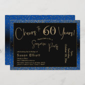 Invitation Salutations à 60 ans Surprise Anniversaire Or & Bl (Devant / Derrière)