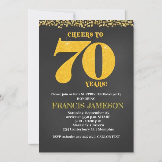 Invitation Salutations à 70 ans 70e anniversaire (Devant)