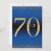 Invitation Salutations à 70 ans Surprise Anniversaire Bleu (Dos)