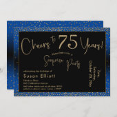 Invitation Salutations à 75 ans Surprise Anniversaire Or & Bl (Devant / Derrière)