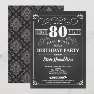 Invitation Salutations à 80 ans 80e anniversaire tableau de b