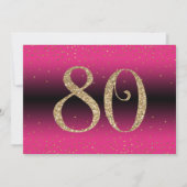 Invitation Salutations à 80 ans Surprise Anniversaire, Rose p (Dos)