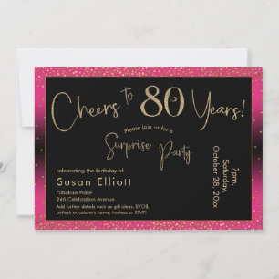 Invitation Salutations à 80 ans Surprise Anniversaire, Rose p