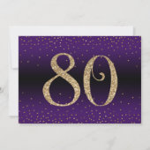 Invitation Salutations à 80 ans Surprise Anniversaire, violet (Dos)