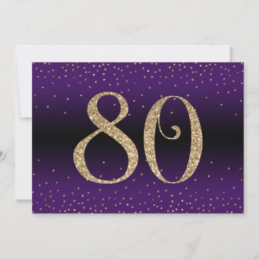 Invitation Salutations à 80 ans Surprise Anniversaire, violet (Dos)