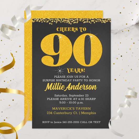 Invitation Salutations à 90 ans Anniversaire 90e quatre-vingt