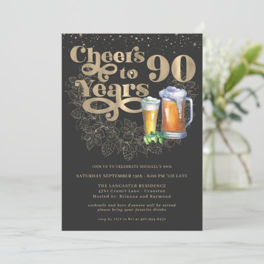 Invitation Salutations à 90 ans | Fête d'anniversaire de l'ét (Debout devant)