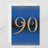 Invitation Salutations à 90 ans Surprise Anniversaire Bleu (Dos)