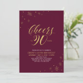 Invitation Salutations à 90 Gold & Burgundy 90th Birthday Par (Debout devant)