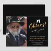 Invitation Salutations à 91 ans d'or Noir Adulte photo d'anni (Devant / Derrière)