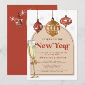 Invitation Salutations à la fête du Nouvel An Fête du Nouvel  (Devant / Derrière)