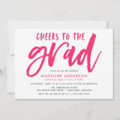 Invitation Salutations à la Grad rose brosse Script graduatio (Devant)