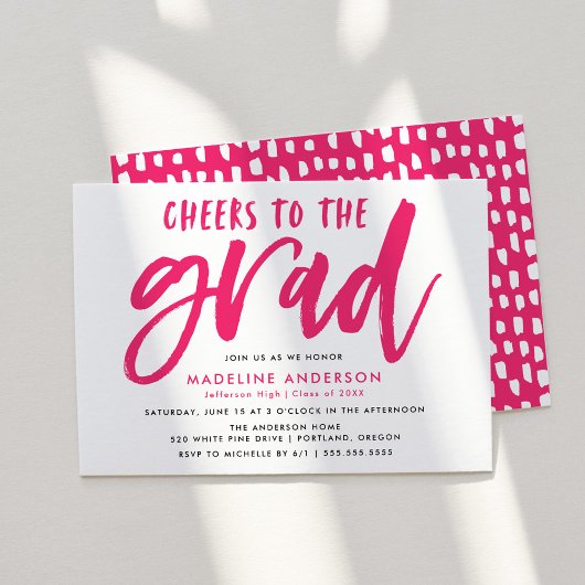 Invitation Salutations à la Grad rose brosse Script graduatio