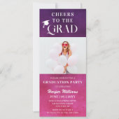 Invitation Salutations À La Mode Grad Photo Moderne Rose viol (Devant)