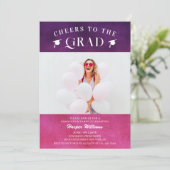 Invitation Salutations À La Mode Grad Photo Moderne Rose viol (Debout devant)