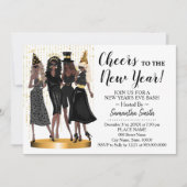 Invitation Salutations à la Parties scintillant du Nouvel An (Devant)