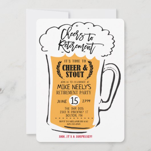 Invitation Salutations à la retraite Bière Retraite Invitatio (Devant)