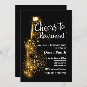 Invitation Salutations à la retraite, retraité, vin, parties