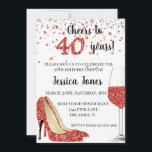 Invitation Salutations à Quarante-40 ans Parties scintillant<br><div class="desc">This design created though digital art. It may be personalized in the area provide or customizing by choosing the click to customize further option and changing the name, initials or words. Donc, change le texte color and style or delete the text for an image only design. Contact me at colorflowcreations@gmail.com...</div>