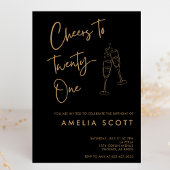 Invitation Salutations à vingt et un Black Gold 21e anniversa