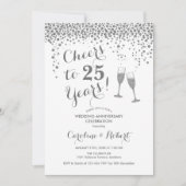 Invitation Salutations au 25e anniversaire - Blanc d'argent (Devant)