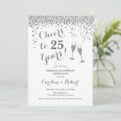 Invitation Salutations au 25e anniversaire - Blanc d'argent (Debout devant)