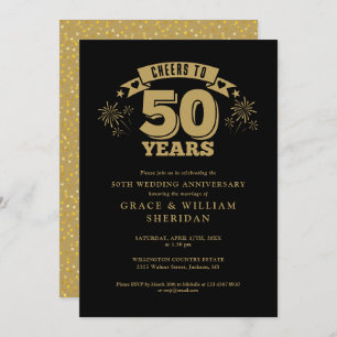 Invitation Salutations au 50e anniversaire du Mariage Noir et