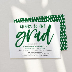 Invitation Salutations au Grad Green Brush Script Grad Grad