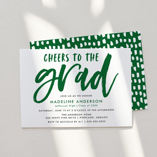 Invitation Salutations au Grad Green Brush Script Grad Grad