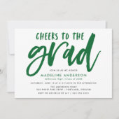 Invitation Salutations au Grad Green Brush Script Grad Grad (Devant)